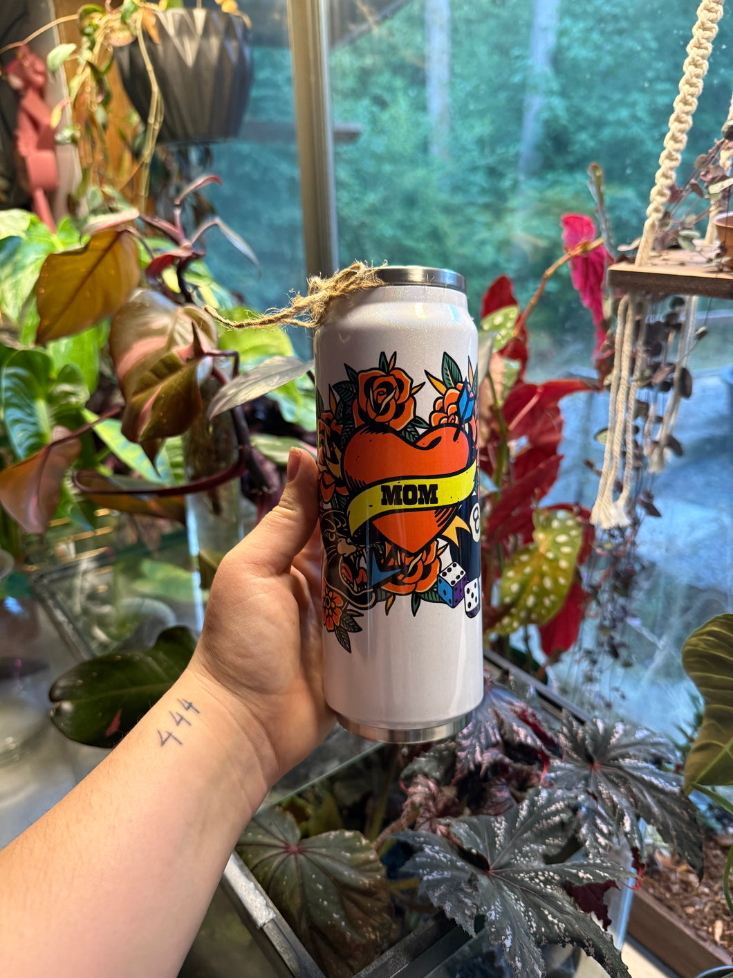 Mom Tattoo 16oz Can Tumbler